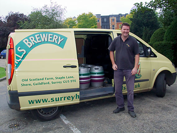 Ross Hunter (Brewer) of Surrey Hills Brewery delivers to the Festival