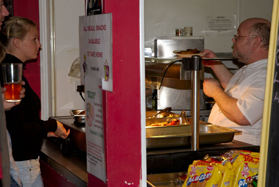 At the food counter