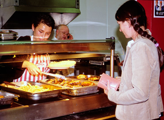 At the food counter