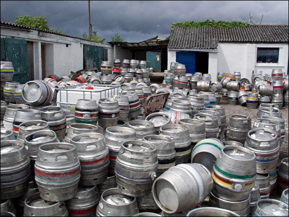 heaps of beer casks!