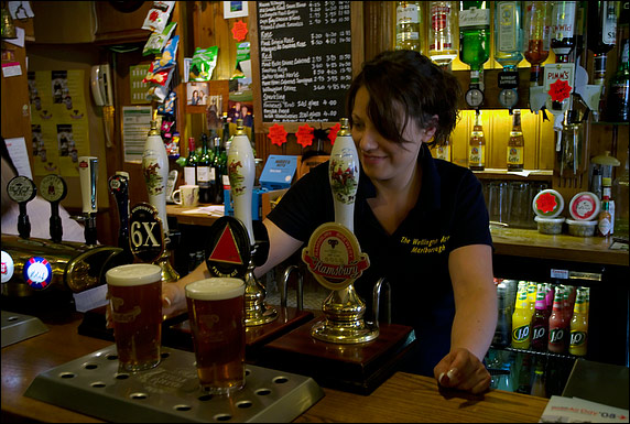 Two pints on the bar