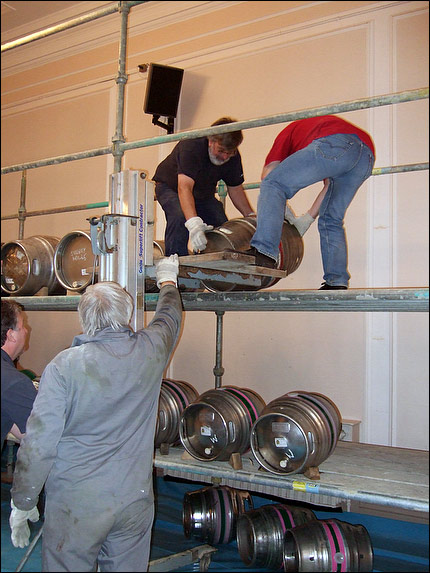 Setting up - loading casks onto the stillage