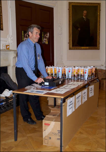 Doors open and Geoff Strawbridge welcomes the first to arrive