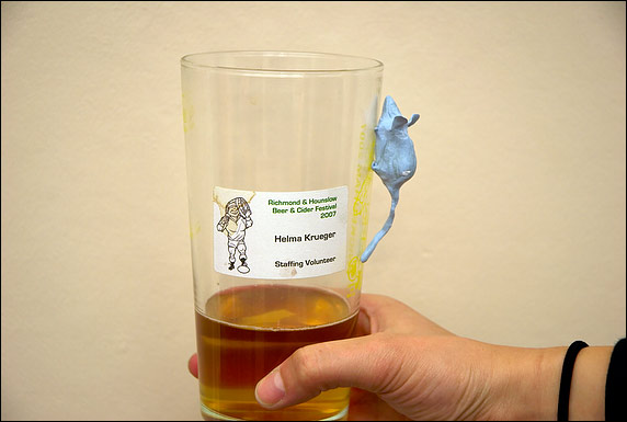 A 'blutack' mouse on pint glass
