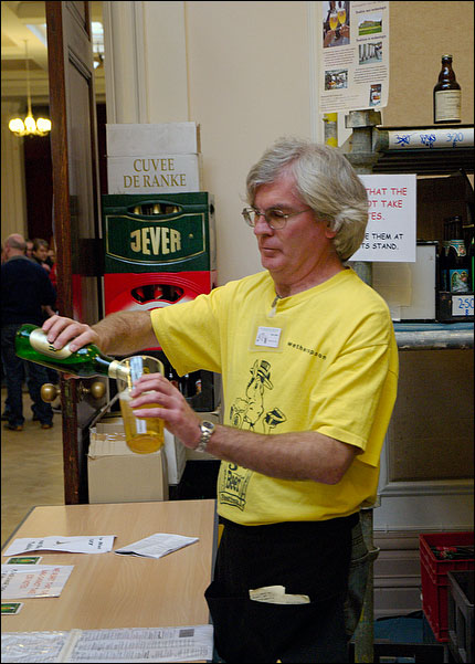 Poring a bottled beer