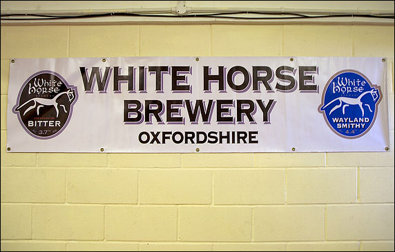 White Horse Brewery banner on wall