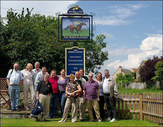 Group photo outside The Horse & Jockey, Stanford in the Vale