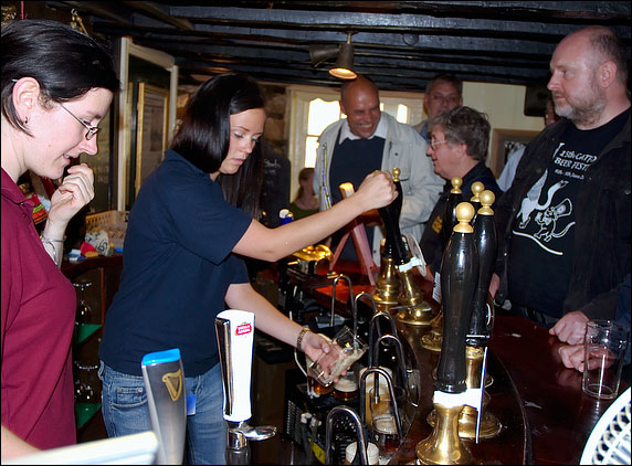 First pint in the Turf Tavern, Oxford