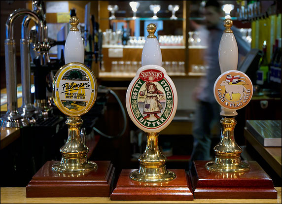Beer pumps at the Lamb & Flag, Oxford