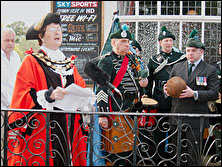 Mayor preciding outside pub