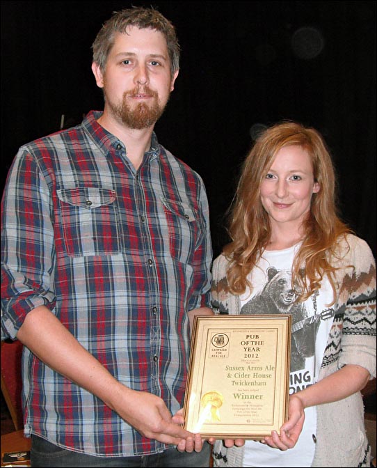 Peter Brew and Ashley Zobell Branch Pub of the Year winners, Peter Brew and Ashley Zobell