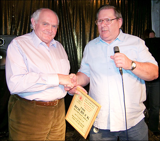 PotY 2010 presentation to Terry Himpfen on stage at the Red Lion